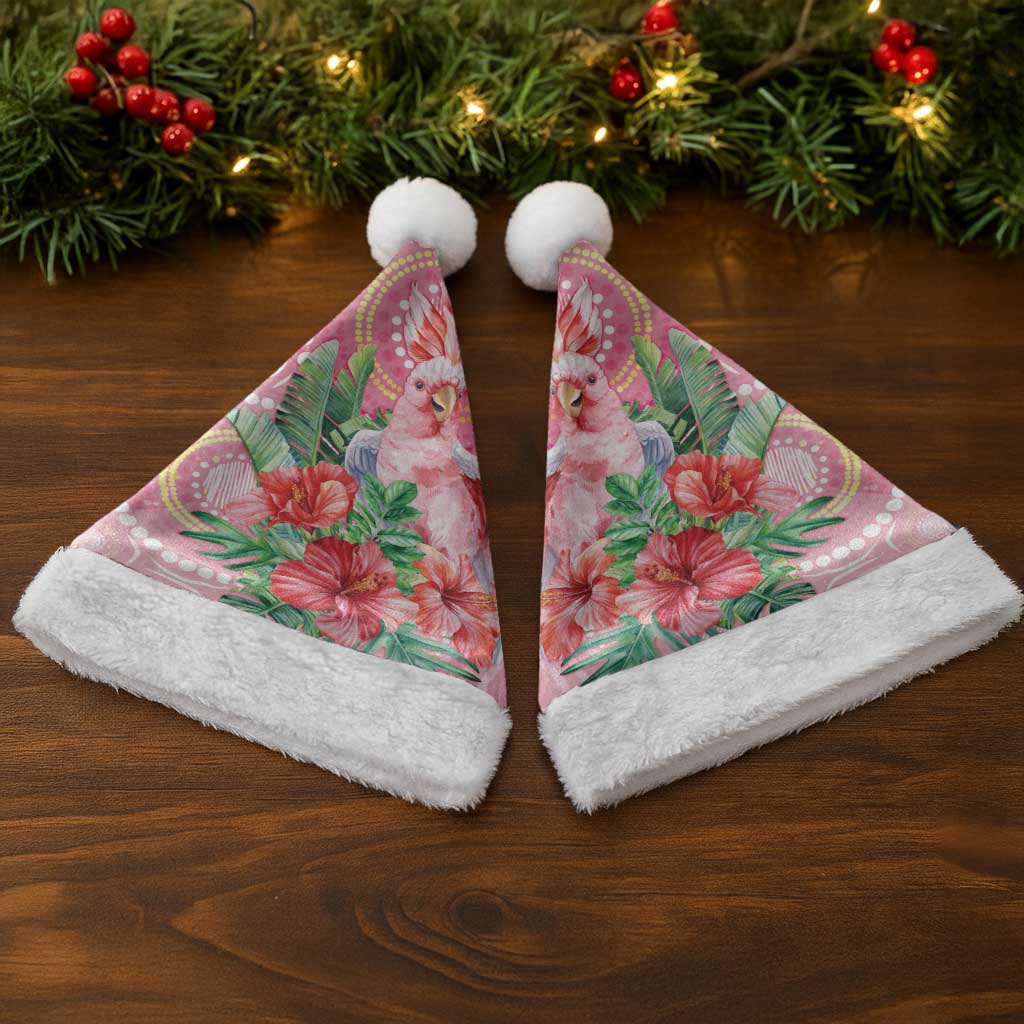Breast Cancer Pink Cockatoo Christmas Santa Hat Australia Indigenous Watercolor Glaze - Aussie Hoodie