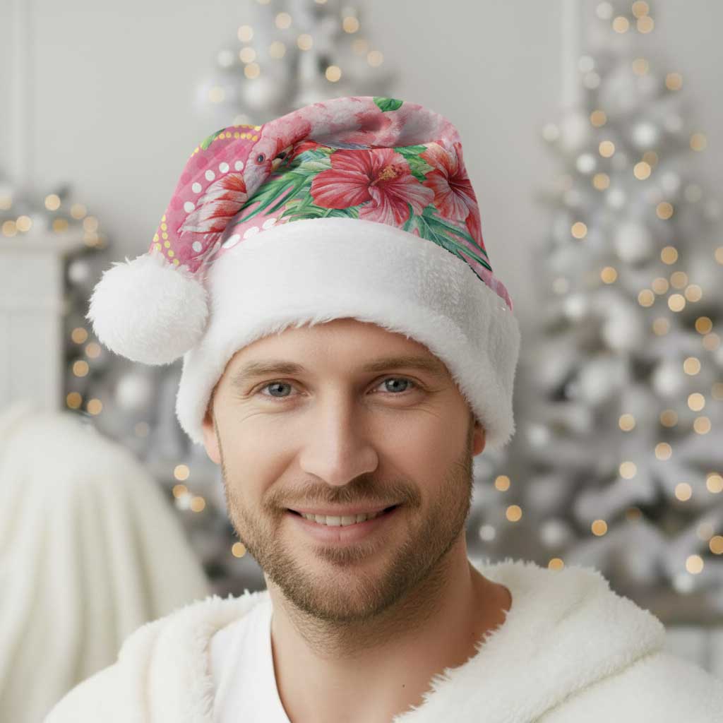 Breast Cancer Pink Cockatoo Christmas Santa Hat Australia Indigenous Watercolor Glaze - Aussie Hoodie