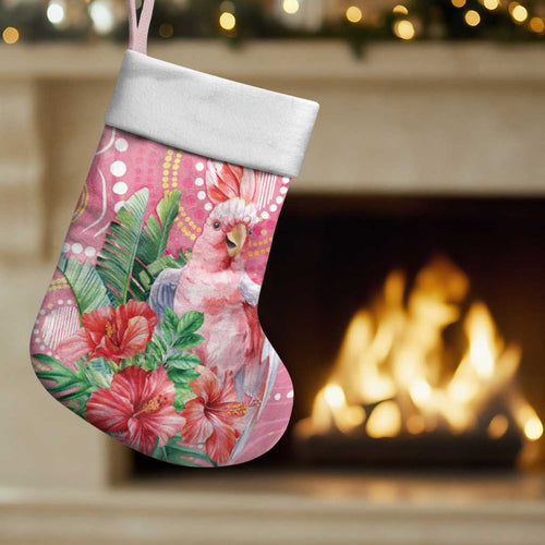 Breast Cancer Pink Cockatoo Christmas Stocking Australia Indigenous Watercolor Glaze - Aussie Hoodie