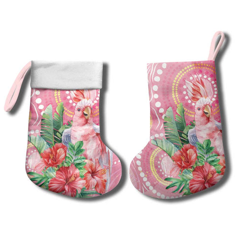 Breast Cancer Pink Cockatoo Christmas Stocking Australia Indigenous Watercolor Glaze - Aussie Hoodie