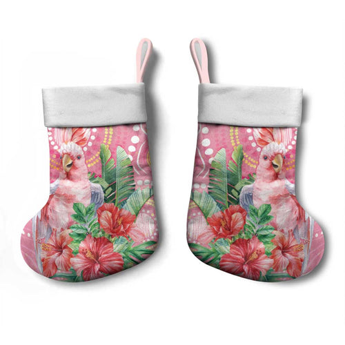 Breast Cancer Pink Cockatoo Christmas Stocking Australia Indigenous Watercolor Glaze - Aussie Hoodie
