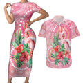 Breast Cancer Pink Cockatoo Couples Matching Short Sleeve Bodycon Dress and Hawaiian Shirt Indigenous Australia Watercolor Glaze - Aussie Hoodie