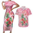 Breast Cancer Pink Cockatoo Couples Matching Short Sleeve Bodycon Dress and Hawaiian Shirt Indigenous Australia Watercolor Glaze - Aussie Hoodie