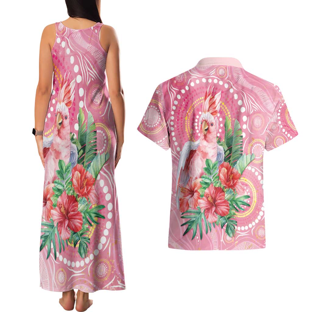 Breast Cancer Pink Cockatoo Couples Matching Tank Maxi Dress and Hawaiian Shirt Indigenous Australia Watercolor Glaze - Aussie Hoodie