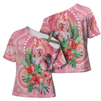 Breast Cancer Pink Cockatoo Cross Shoulder Shirt Indigenous Australia Watercolor Glaze - Aussie Hoodie
