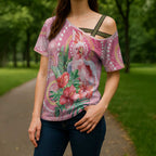 Breast Cancer Pink Cockatoo Cross Shoulder Shirt Indigenous Australia Watercolor Glaze - Aussie Hoodie