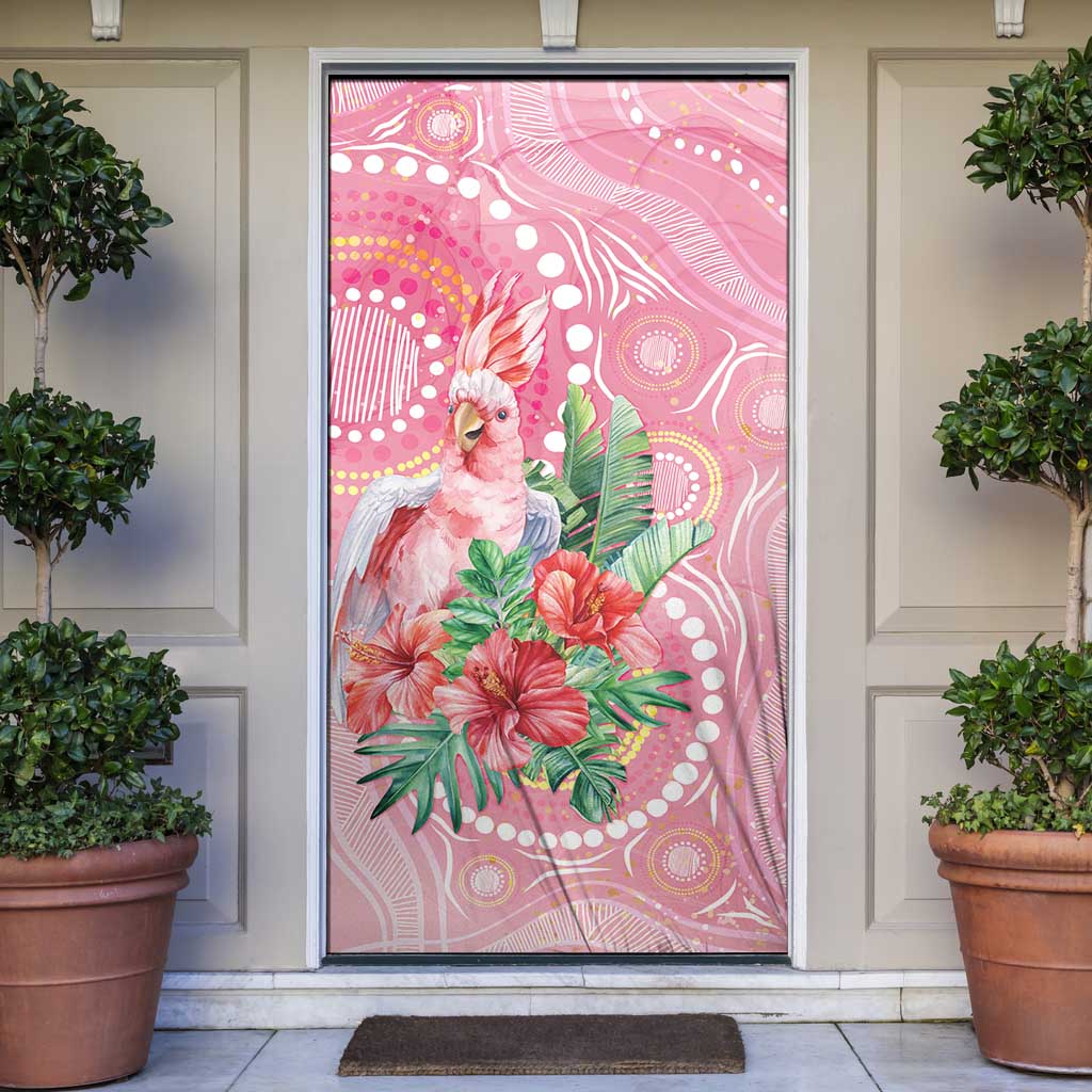 Breast Cancer Pink Cockatoo Door Cover Indigenous Australia Watercolor Glaze - Aussie Hoodie