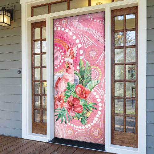 Breast Cancer Pink Cockatoo Door Cover Indigenous Australia Watercolor Glaze - Aussie Hoodie