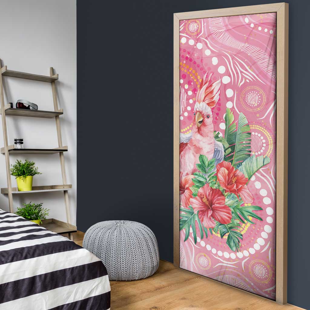 Breast Cancer Pink Cockatoo Door Cover Indigenous Australia Watercolor Glaze - Aussie Hoodie