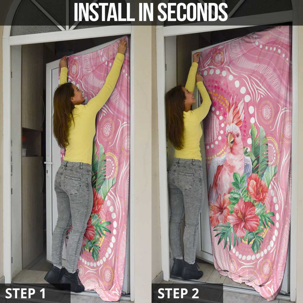 Breast Cancer Pink Cockatoo Door Cover Indigenous Australia Watercolor Glaze - Aussie Hoodie