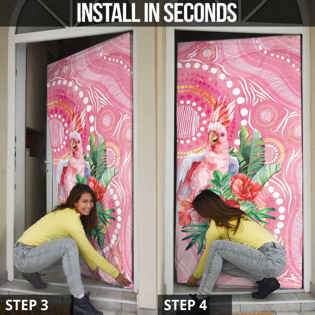 Breast Cancer Pink Cockatoo Door Cover Indigenous Australia Watercolor Glaze - Aussie Hoodie
