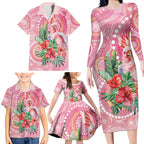 Breast Cancer Pink Cockatoo Family Matching Long Sleeve Bodycon Dress and Hawaiian Shirt Indigenous Australia Watercolor Glaze - Aussie Hoodie
