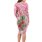 Breast Cancer Pink Cockatoo Family Matching Long Sleeve Bodycon Dress and Hawaiian Shirt Indigenous Australia Watercolor Glaze - Aussie Hoodie