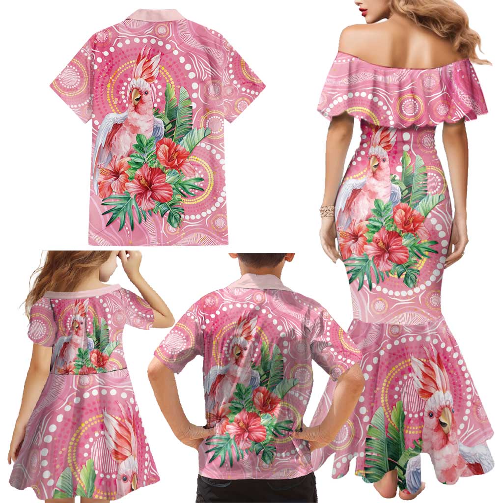 Breast Cancer Pink Cockatoo Family Matching Mermaid Dress and Hawaiian Shirt Indigenous Australia Watercolor Glaze - Aussie Hoodie