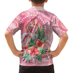 Breast Cancer Pink Cockatoo Family Matching Off The Shoulder Long Sleeve Dress and Hawaiian Shirt Indigenous Australia Watercolor Glaze - Aussie Hoodie