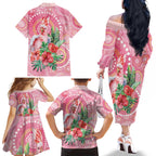 Breast Cancer Pink Cockatoo Family Matching Off The Shoulder Long Sleeve Dress and Hawaiian Shirt Indigenous Australia Watercolor Glaze - Aussie Hoodie