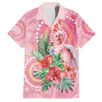 Breast Cancer Pink Cockatoo Family Matching Off The Shoulder Long Sleeve Dress and Hawaiian Shirt Indigenous Australia Watercolor Glaze - Aussie Hoodie