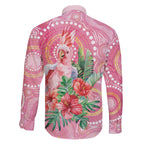 Breast Cancer Pink Cockatoo Family Matching Off The Shoulder Long Sleeve Dress and Hawaiian Shirt Indigenous Australia Watercolor Glaze - Aussie Hoodie