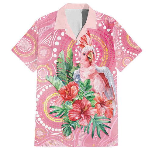Breast Cancer Pink Cockatoo Family Matching Off Shoulder Maxi Dress and Hawaiian Shirt Indigenous Australia Watercolor Glaze - Aussie Hoodie