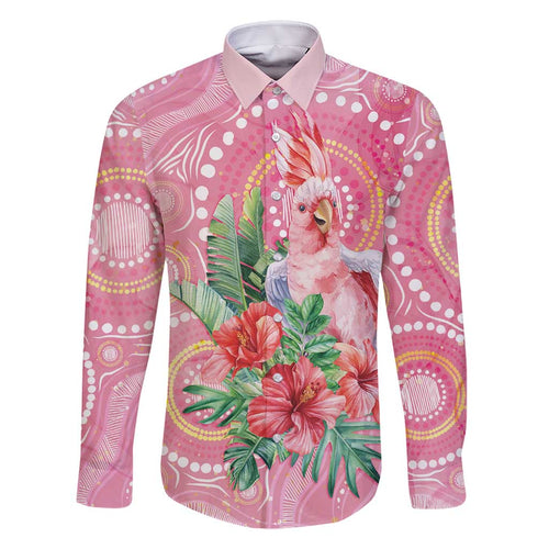 Breast Cancer Pink Cockatoo Family Matching Off Shoulder Maxi Dress and Hawaiian Shirt Indigenous Australia Watercolor Glaze - Aussie Hoodie
