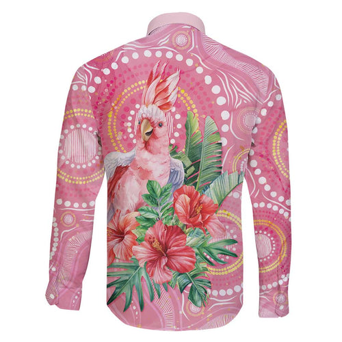 Breast Cancer Pink Cockatoo Family Matching Off Shoulder Maxi Dress and Hawaiian Shirt Indigenous Australia Watercolor Glaze - Aussie Hoodie