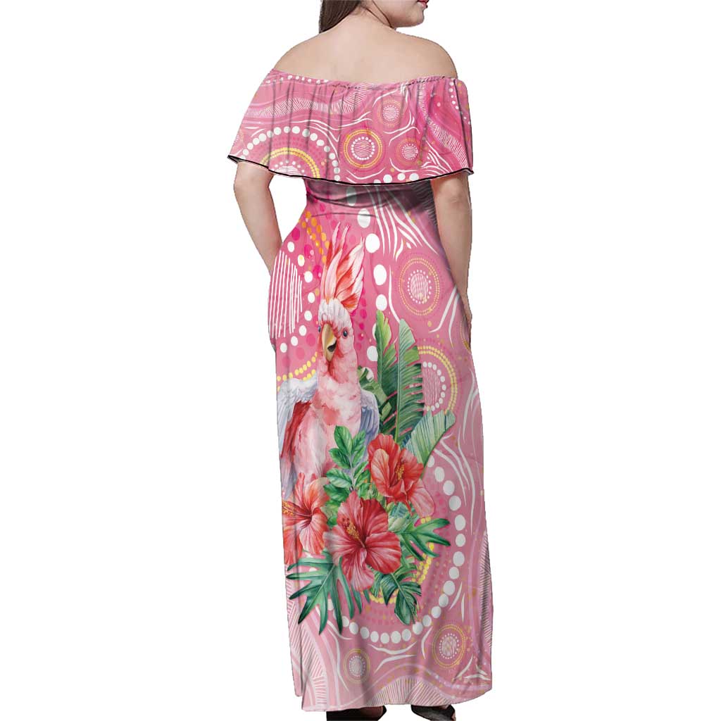 Breast Cancer Pink Cockatoo Family Matching Off Shoulder Maxi Dress and Hawaiian Shirt Indigenous Australia Watercolor Glaze - Aussie Hoodie