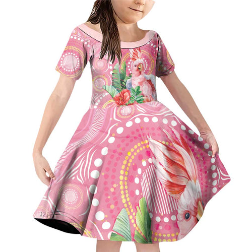 Breast Cancer Pink Cockatoo Family Matching Off Shoulder Short Dress and Hawaiian Shirt Indigenous Australia Watercolor Glaze - Aussie Hoodie