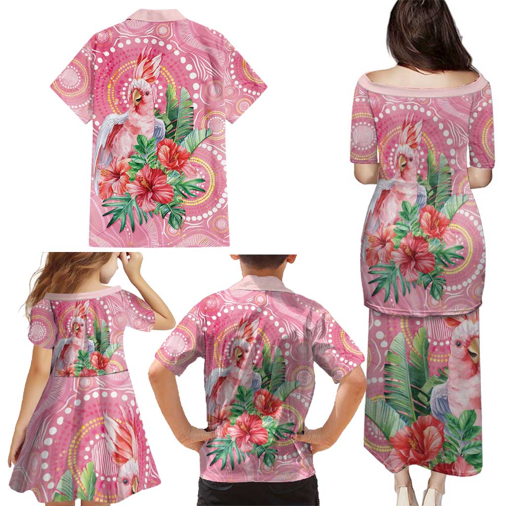 Breast Cancer Pink Cockatoo Family Matching Puletasi and Hawaiian Shirt Indigenous Australia Watercolor Glaze - Aussie Hoodie