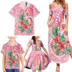Breast Cancer Pink Cockatoo Family Matching Summer Maxi Dress and Hawaiian Shirt Indigenous Australia Watercolor Glaze - Aussie Hoodie