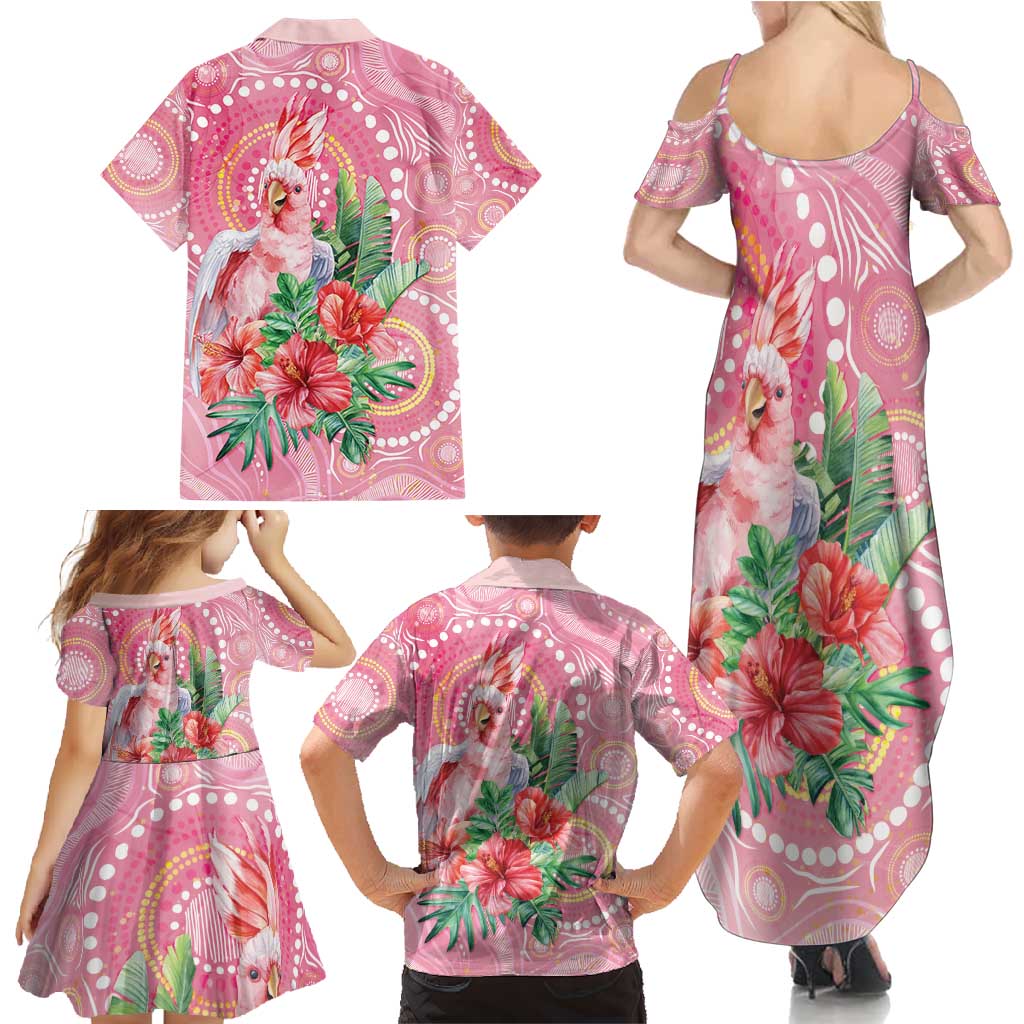 Breast Cancer Pink Cockatoo Family Matching Summer Maxi Dress and Hawaiian Shirt Indigenous Australia Watercolor Glaze - Aussie Hoodie