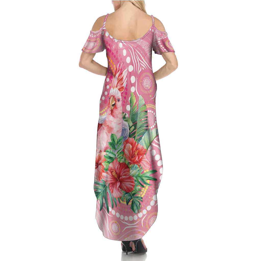 Breast Cancer Pink Cockatoo Family Matching Summer Maxi Dress and Hawaiian Shirt Indigenous Australia Watercolor Glaze - Aussie Hoodie