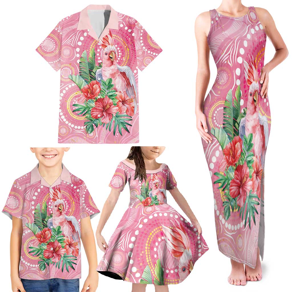 Breast Cancer Pink Cockatoo Family Matching Tank Maxi Dress and Hawaiian Shirt Indigenous Australia Watercolor Glaze - Aussie Hoodie