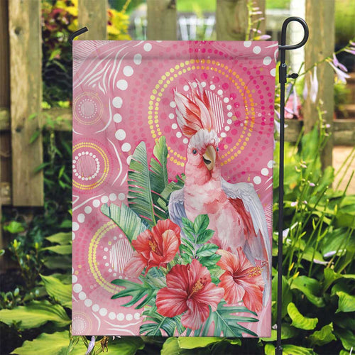Breast Cancer Pink Cockatoo Garden Flag Indigenous Australia Watercolor Glaze - Aussie Hoodie