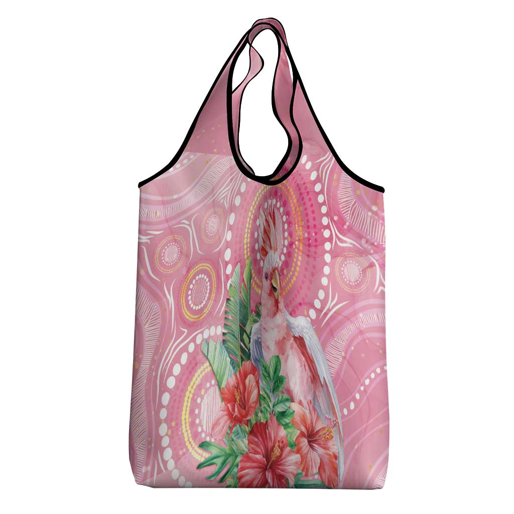 Breast Cancer Pink Cockatoo Grocery Bag Indigenous Australia Watercolor Glaze - Aussie Hoodie