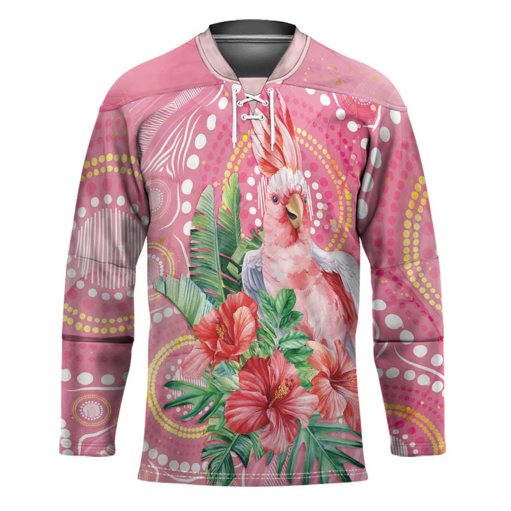 Breast Cancer Pink Cockatoo Hockey Jersey Indigenous Australia Watercolor Glaze - Aussie Hoodie