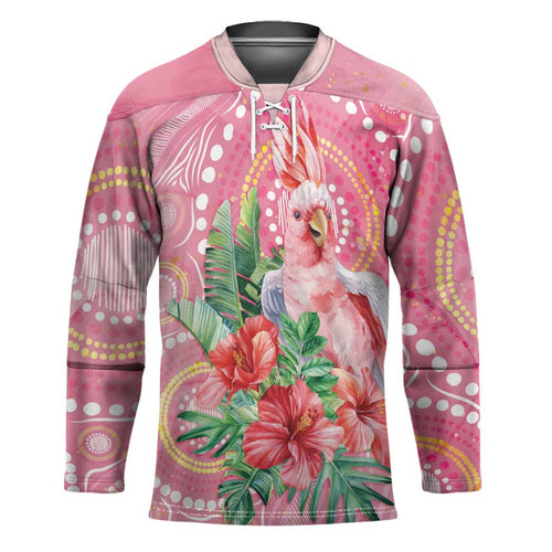 Breast Cancer Pink Cockatoo Hockey Jersey Indigenous Australia Watercolor Glaze - Aussie Hoodie