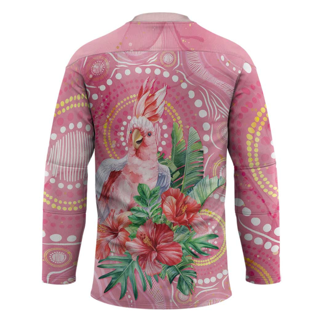 Breast Cancer Pink Cockatoo Hockey Jersey Indigenous Australia Watercolor Glaze - Aussie Hoodie