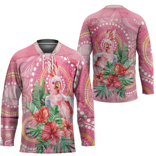 Breast Cancer Pink Cockatoo Hockey Jersey Indigenous Australia Watercolor Glaze - Aussie Hoodie