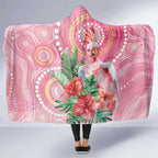 Breast Cancer Pink Cockatoo Hooded Blanket Indigenous Australia Watercolor Glaze - Aussie Hoodie