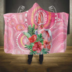 Breast Cancer Pink Cockatoo Hooded Blanket Indigenous Australia Watercolor Glaze - Aussie Hoodie