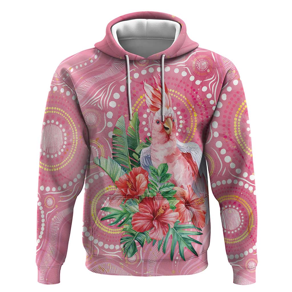 Breast Cancer Pink Cockatoo Hoodie Indigenous Australia Watercolor Glaze - Aussie Hoodie