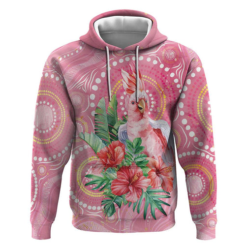 Breast Cancer Pink Cockatoo Hoodie Indigenous Australia Watercolor Glaze - Aussie Hoodie