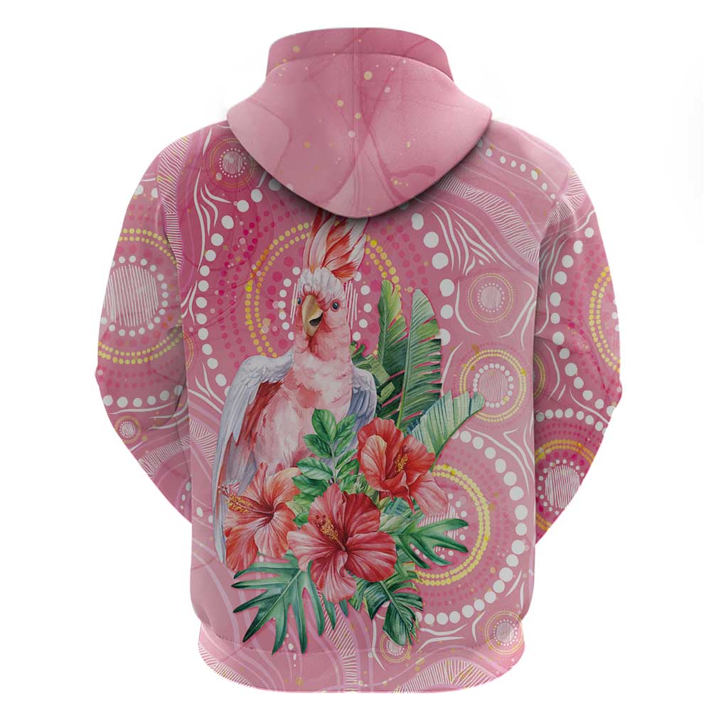 Breast Cancer Pink Cockatoo Hoodie Indigenous Australia Watercolor Glaze - Aussie Hoodie