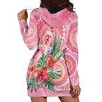 Breast Cancer Pink Cockatoo Hoodie Dress Indigenous Australia Watercolor Glaze - Aussie Hoodie