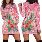 Breast Cancer Pink Cockatoo Hoodie Dress Indigenous Australia Watercolor Glaze - Aussie Hoodie