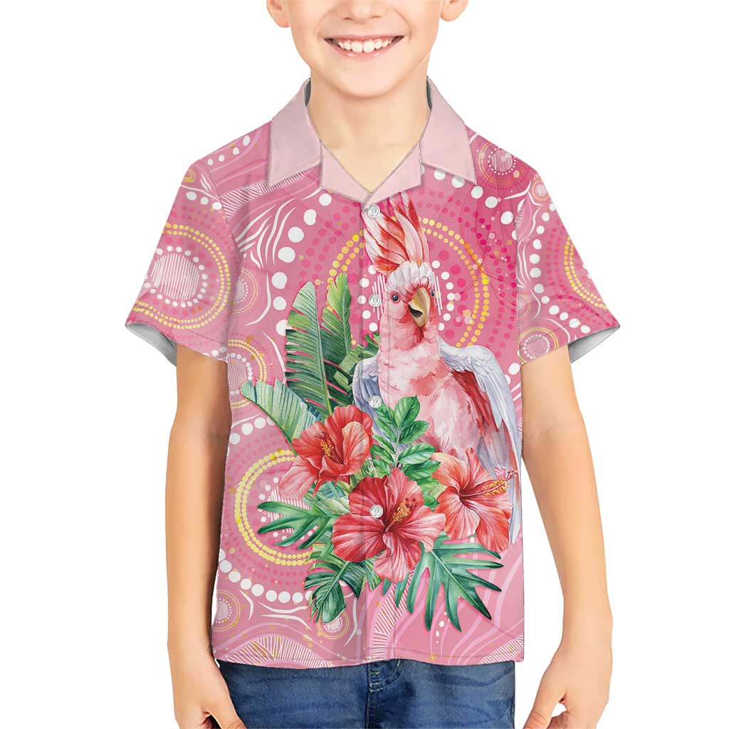 Breast Cancer Pink Cockatoo Kid Hawaiian Shirt Indigenous Australia Watercolor Glaze - Aussie Hoodie
