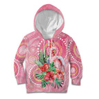 Breast Cancer Pink Cockatoo Kid Hoodie Indigenous Australia Watercolor Glaze - Aussie Hoodie