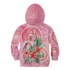 Breast Cancer Pink Cockatoo Kid Hoodie Indigenous Australia Watercolor Glaze - Aussie Hoodie