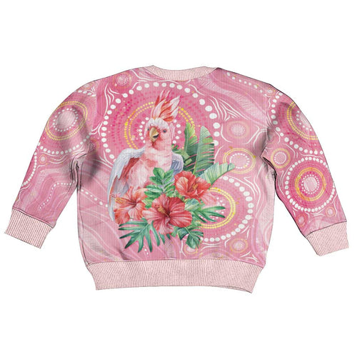 Breast Cancer Pink Cockatoo Kid Ugly Christmas Sweater Australia Indigenous Watercolor Glaze - Aussie Hoodie
