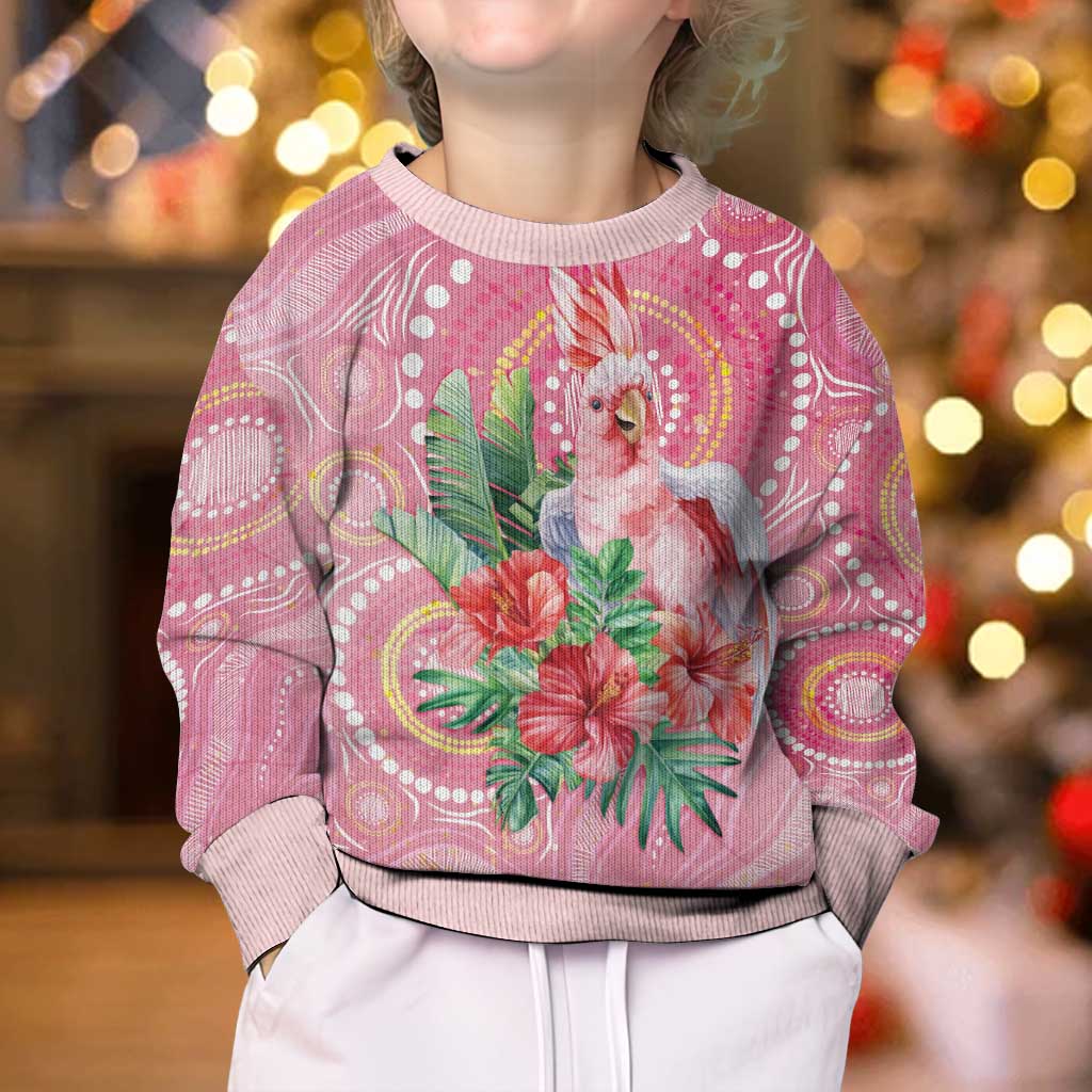 Breast Cancer Pink Cockatoo Kid Ugly Christmas Sweater Australia Indigenous Watercolor Glaze - Aussie Hoodie